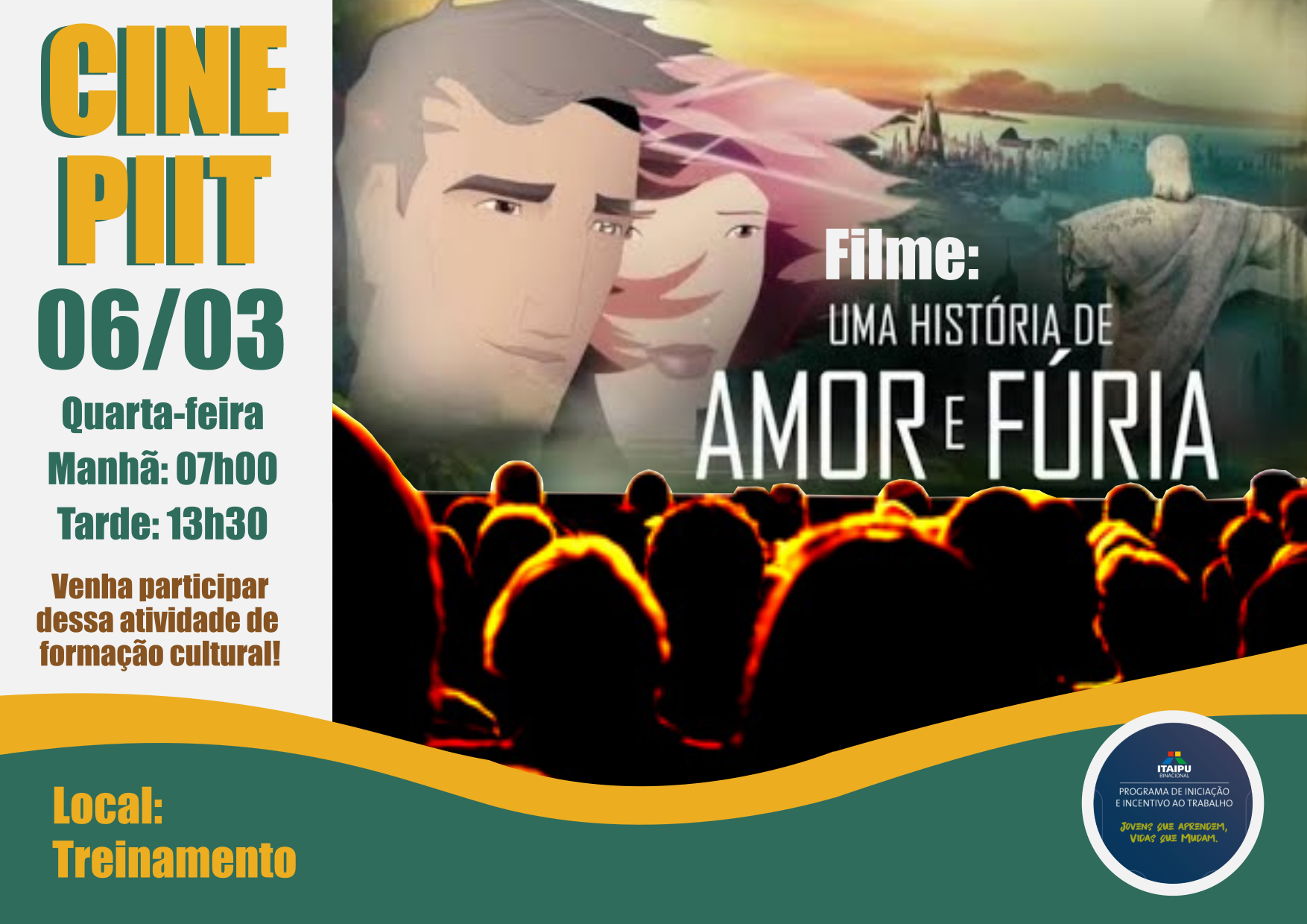 1º Cine Piit acontece no dia 06 de março