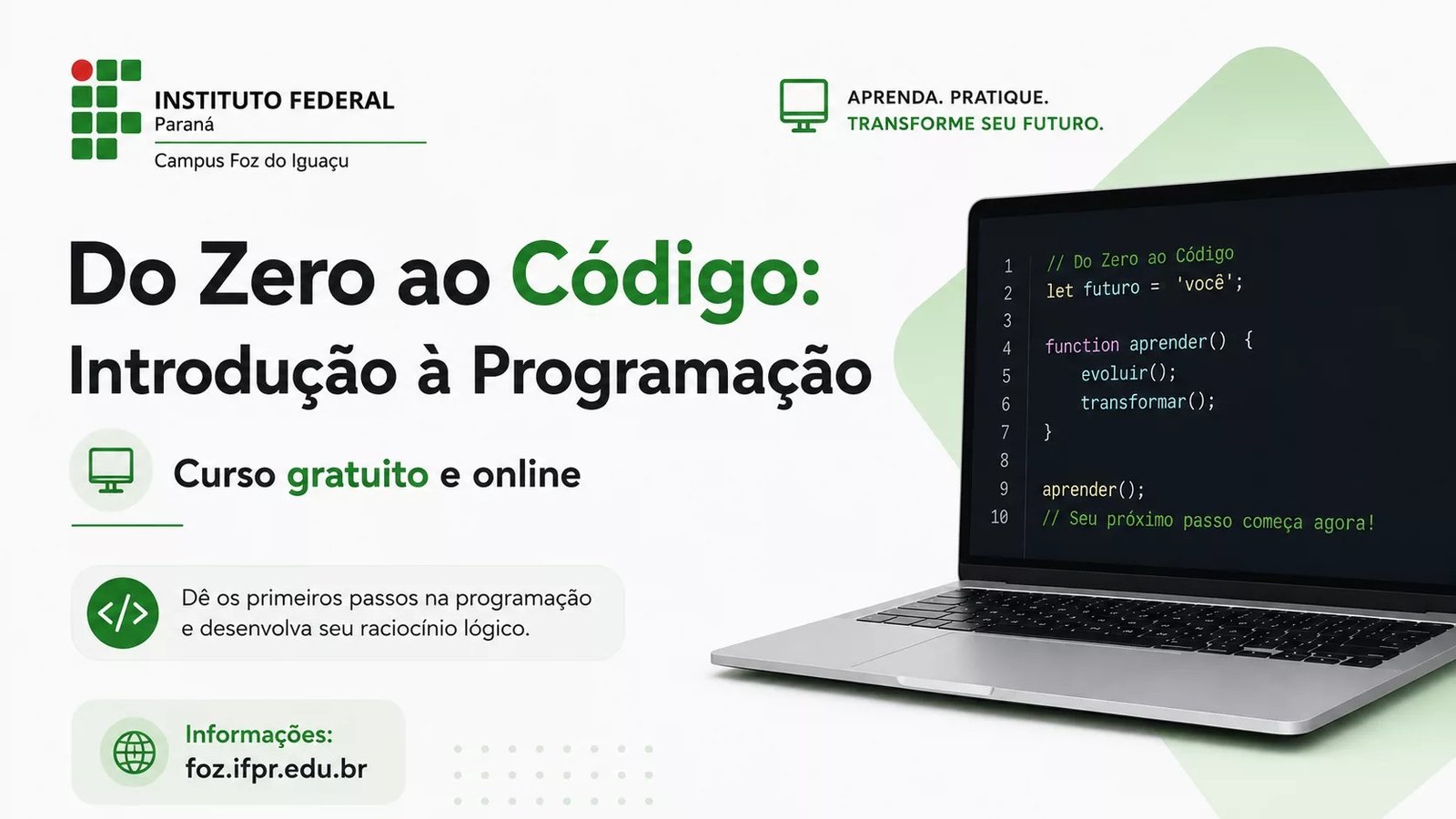 Curso gratuito e online de programação: inscrições abertas no IFPR!